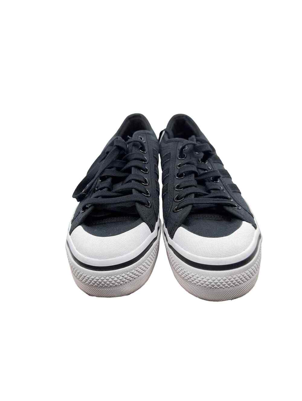 Adidas Womens NIZZA Sneakers Casual Shoes Lace-Up Low Top Black/White Size c